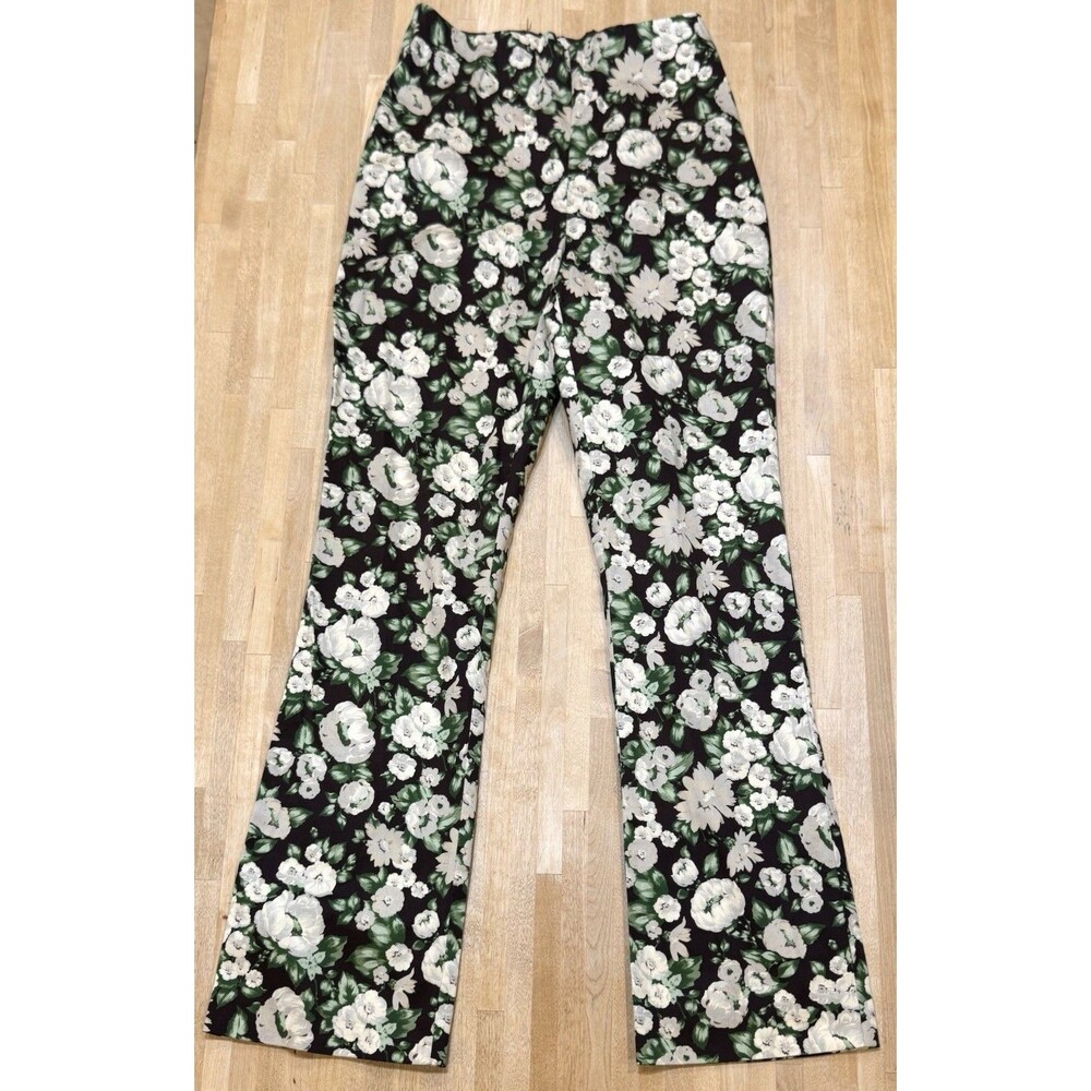 Tuckernuck Bouvardia Womens Floral Pants XXS Dark Brown Stretch Flare Side Zip